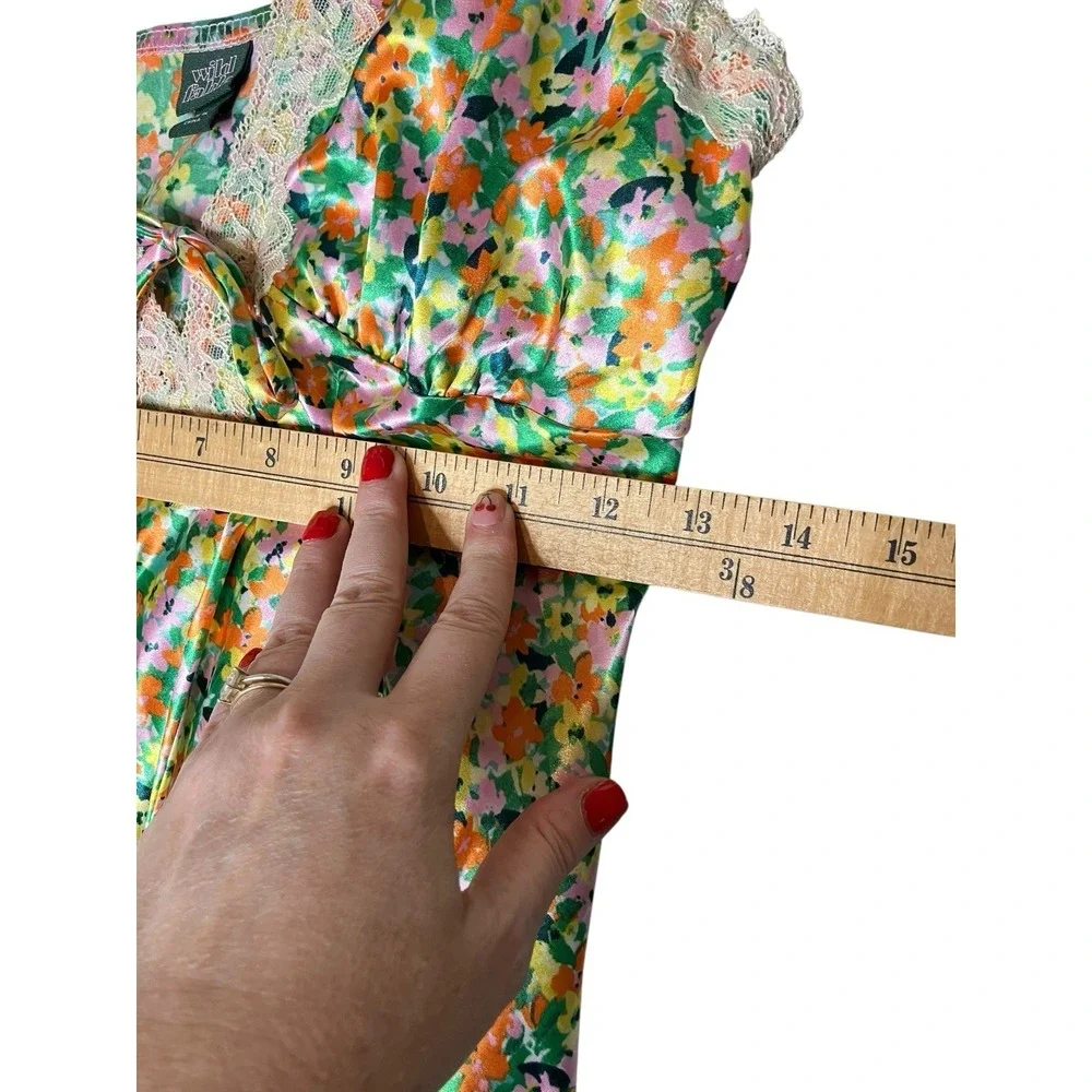 Wild Fable Viral Maxi Slip Dress S Ditsy Floral Bow Lingerie 90s Y2K Lace Party - Picture 9 of 10